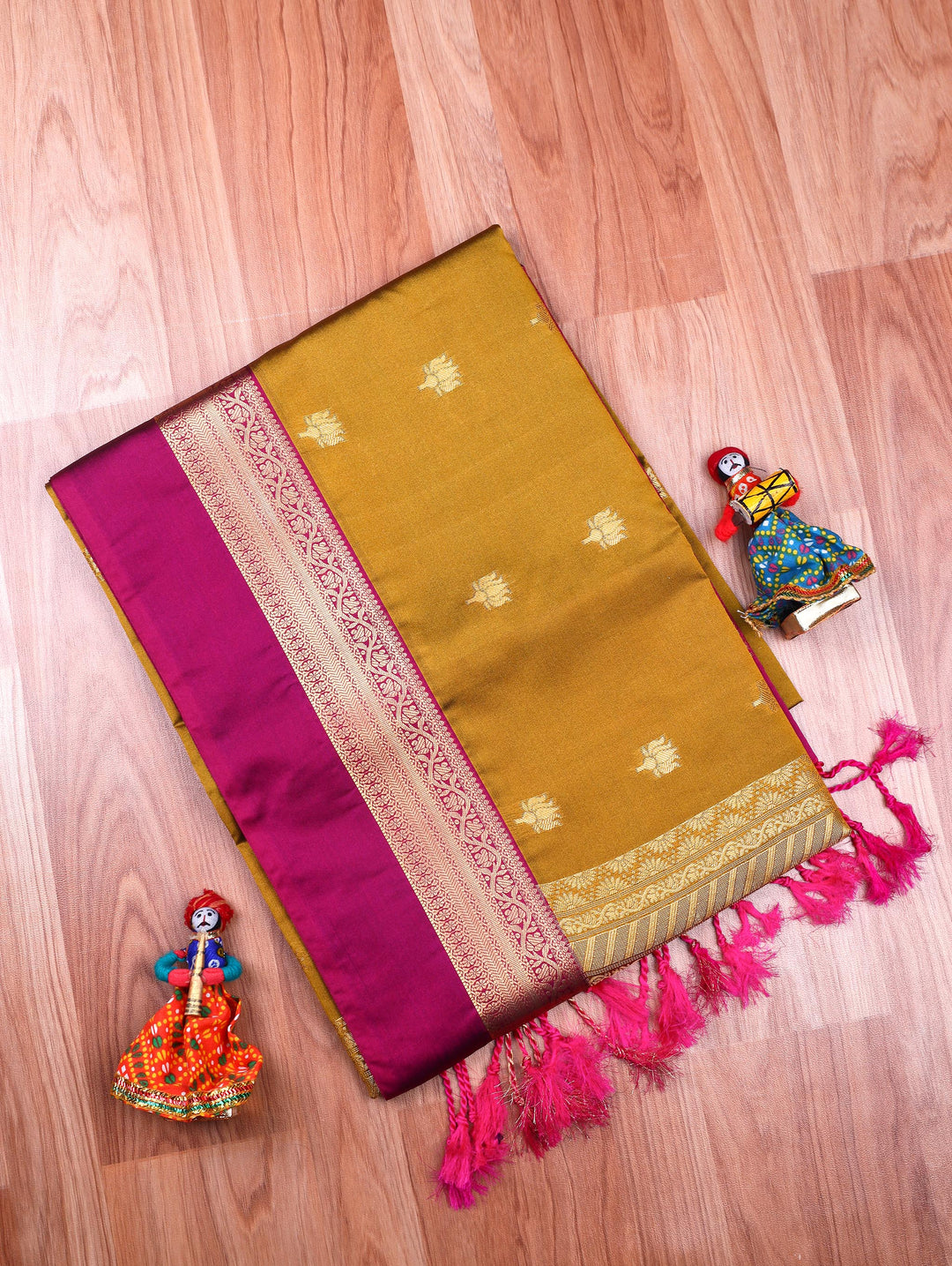 Deepika — Golden Yellow Tana Art Silk Saree