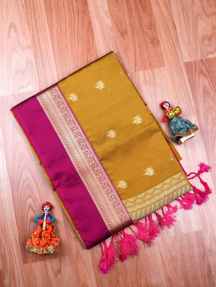 Deepika — Golden Yellow Tana Art Silk Saree