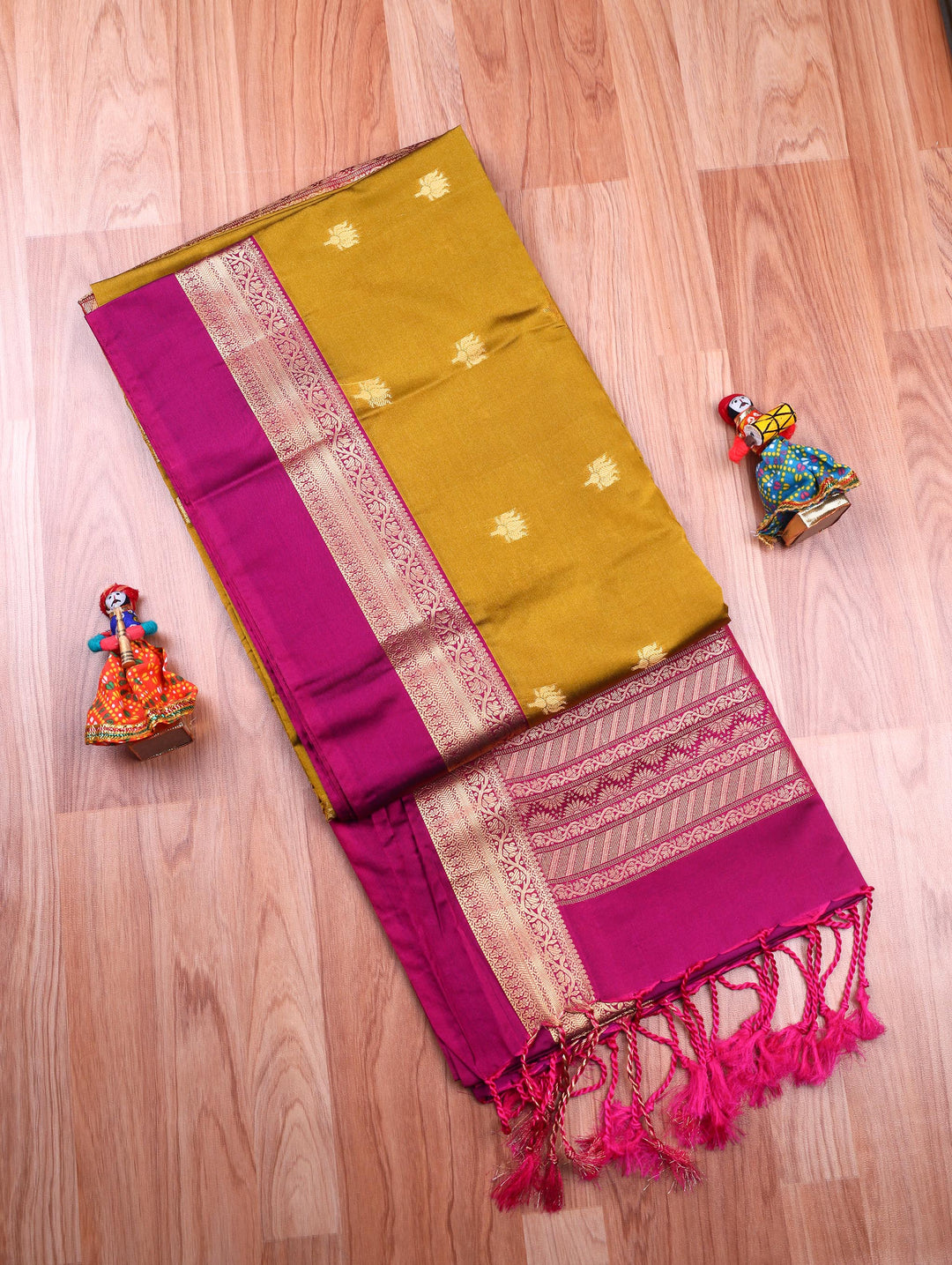 Deepika — Golden Yellow Tana Art Silk Saree