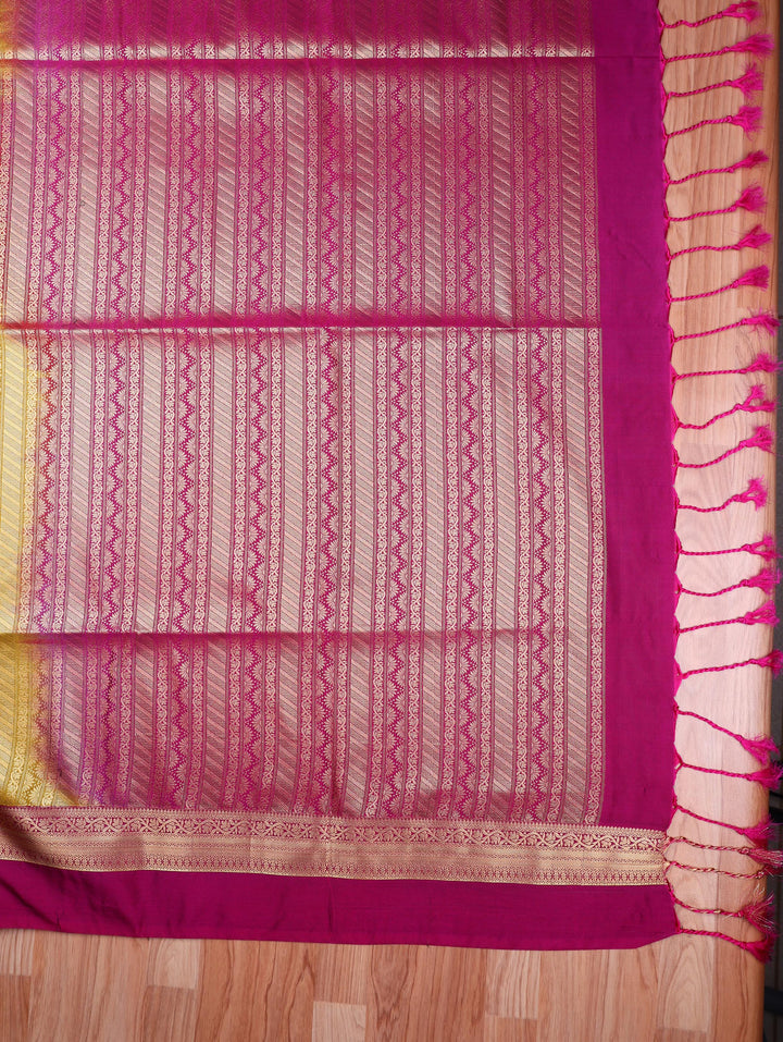 Deepika — Golden Yellow Tana Art Silk Saree