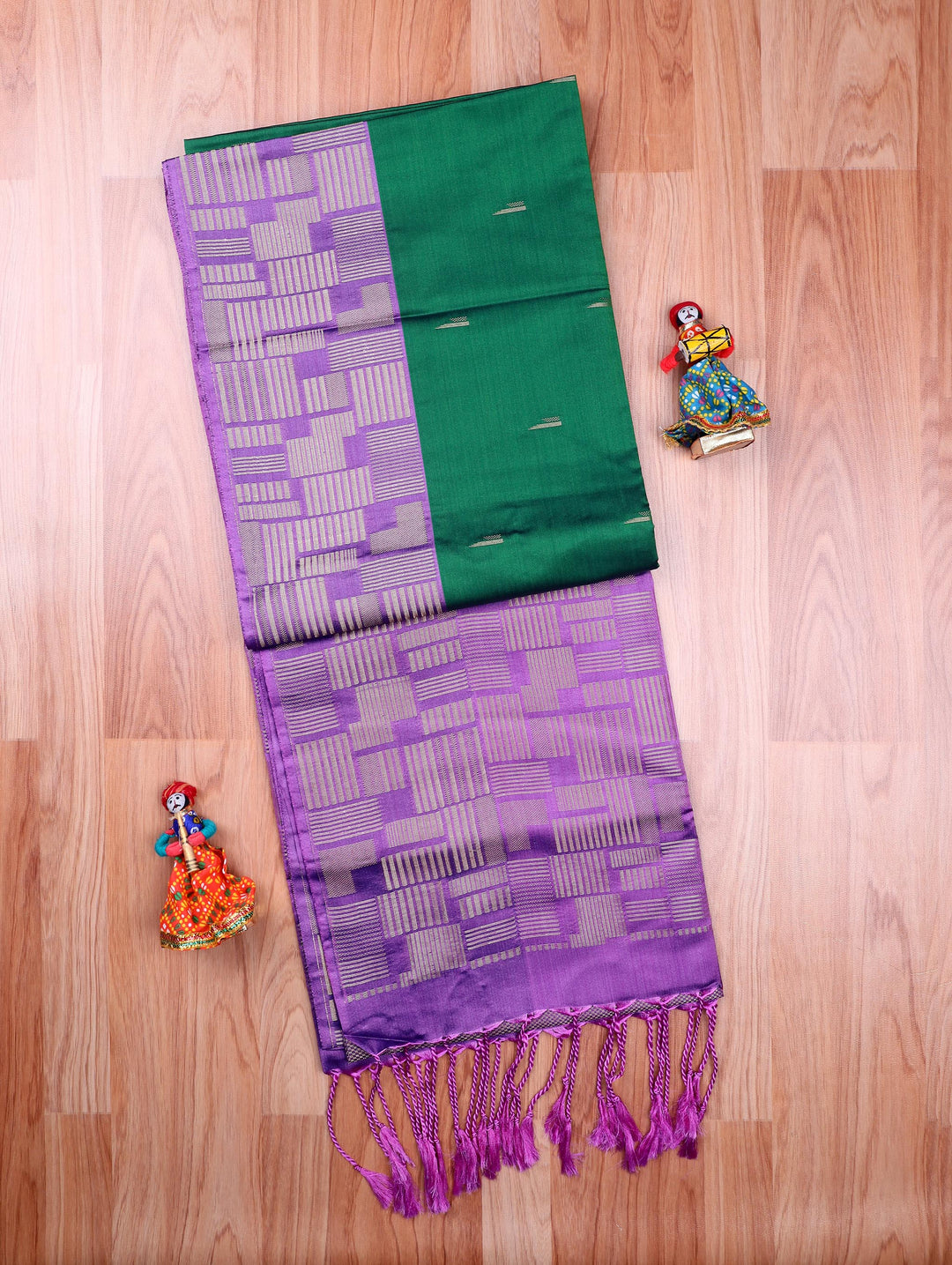 Mangai — Bottle Green Tana Art Silk Saree