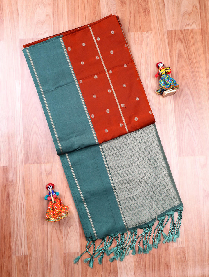Aruna — Rust Orange Tana Art Silk Saree