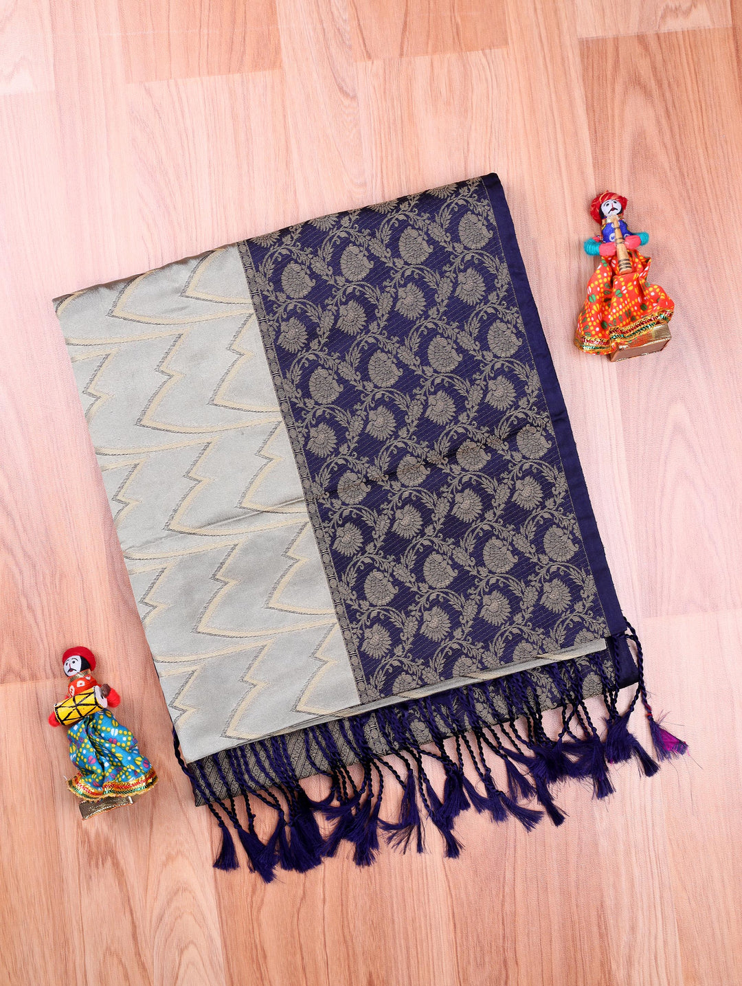 Meena — Silver Grey Tana Art Silk Saree
