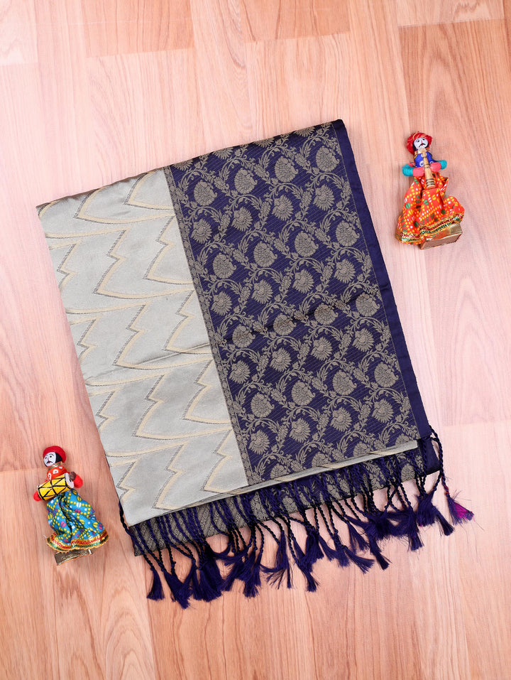 Meena — Silver Grey Tana Art Silk Saree
