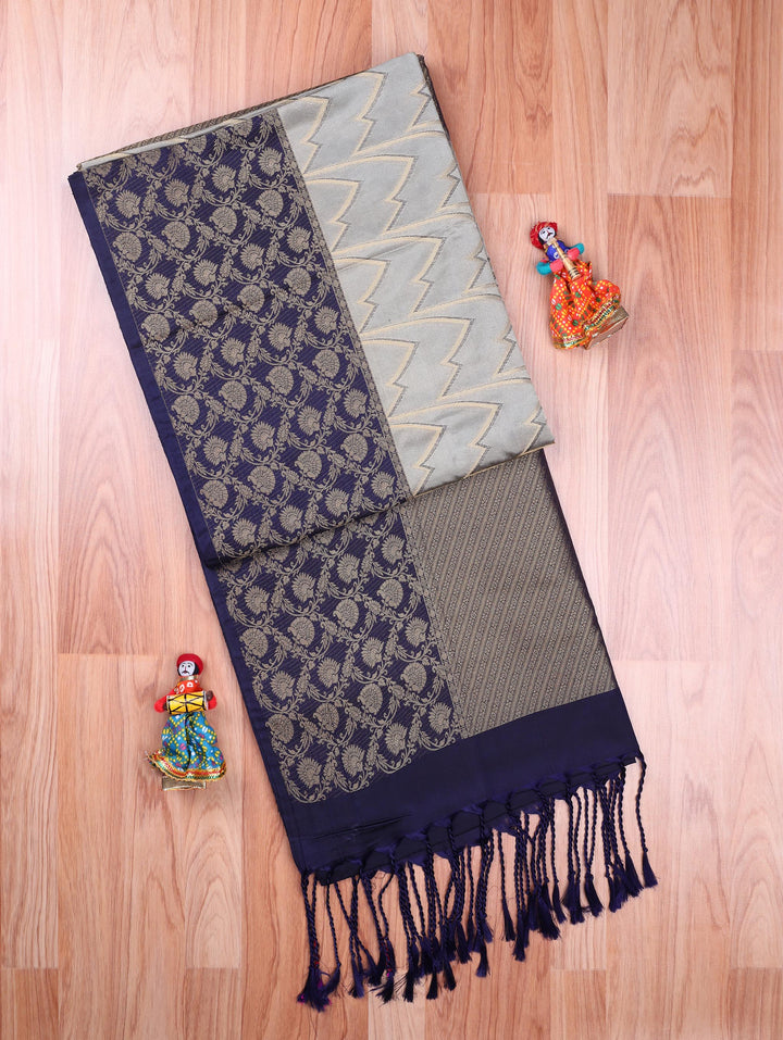 Meena — Silver Grey Tana Art Silk Saree