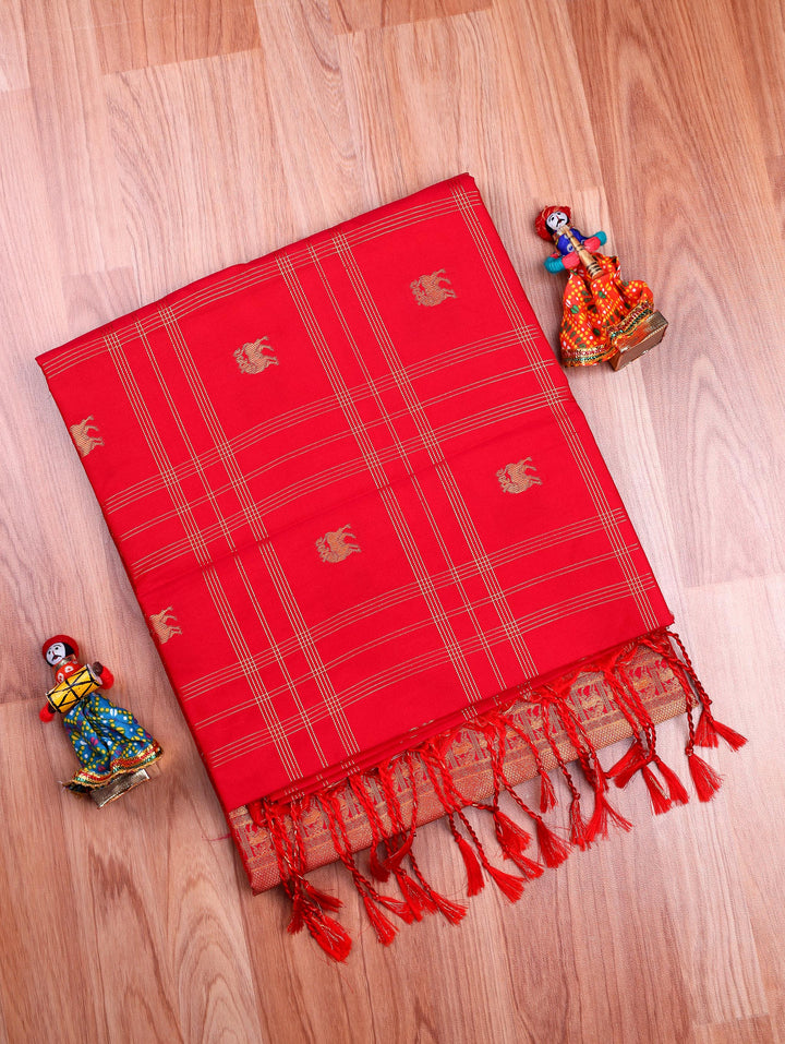Jothi — Vermillion Red Tana Art Silk Saree