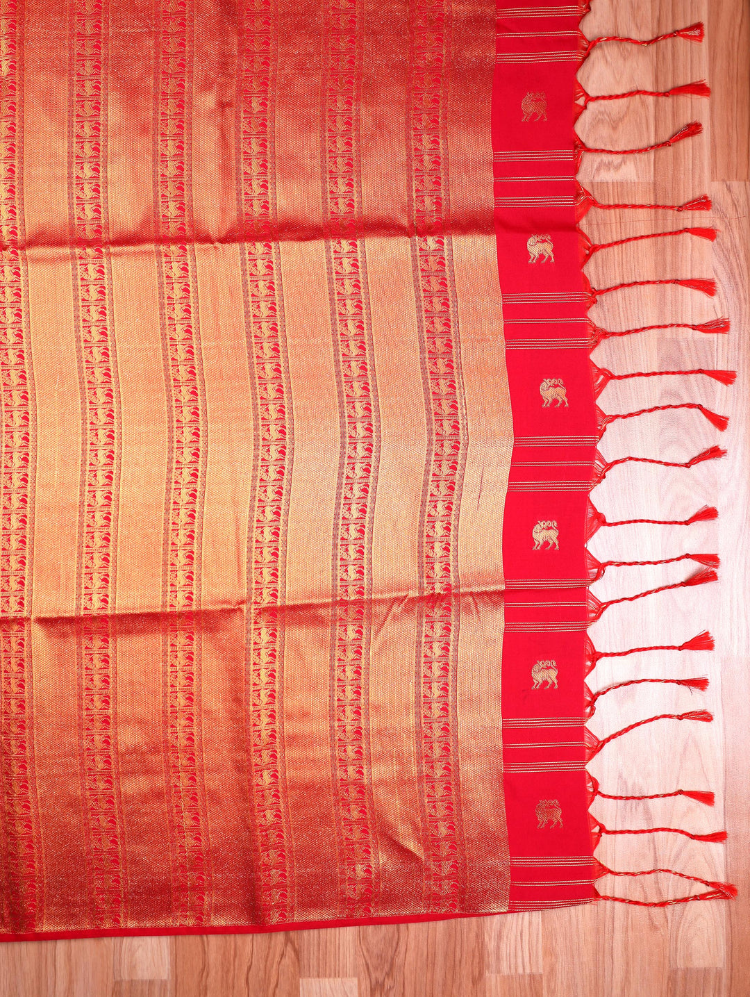 Jothi — Vermillion Red Tana Art Silk Saree