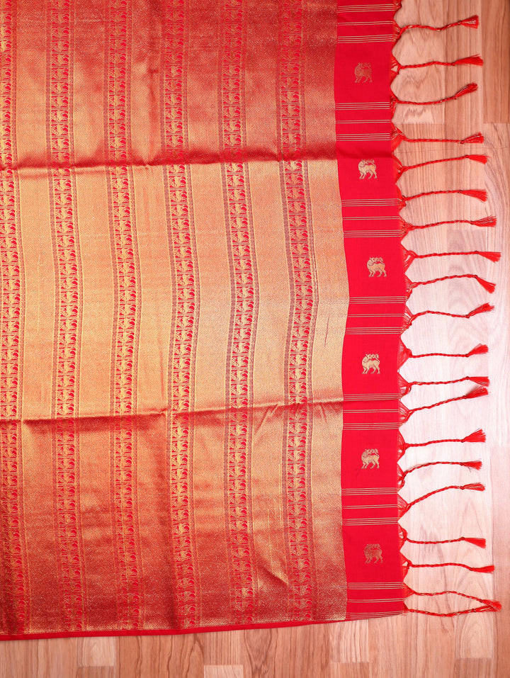 Jothi — Vermillion Red Tana Art Silk Saree