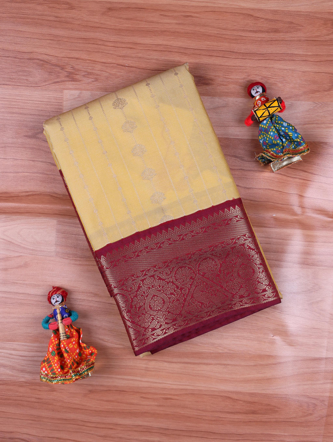 Ponmani — Pale Yellow Tana Art Silk Saree