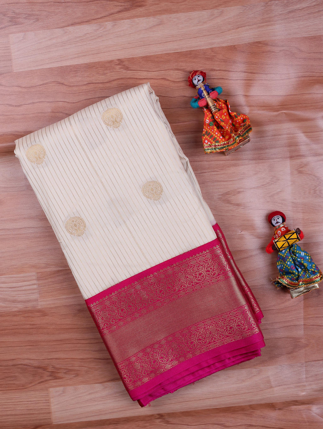 Chellam — Cream Tana Art Silk Saree