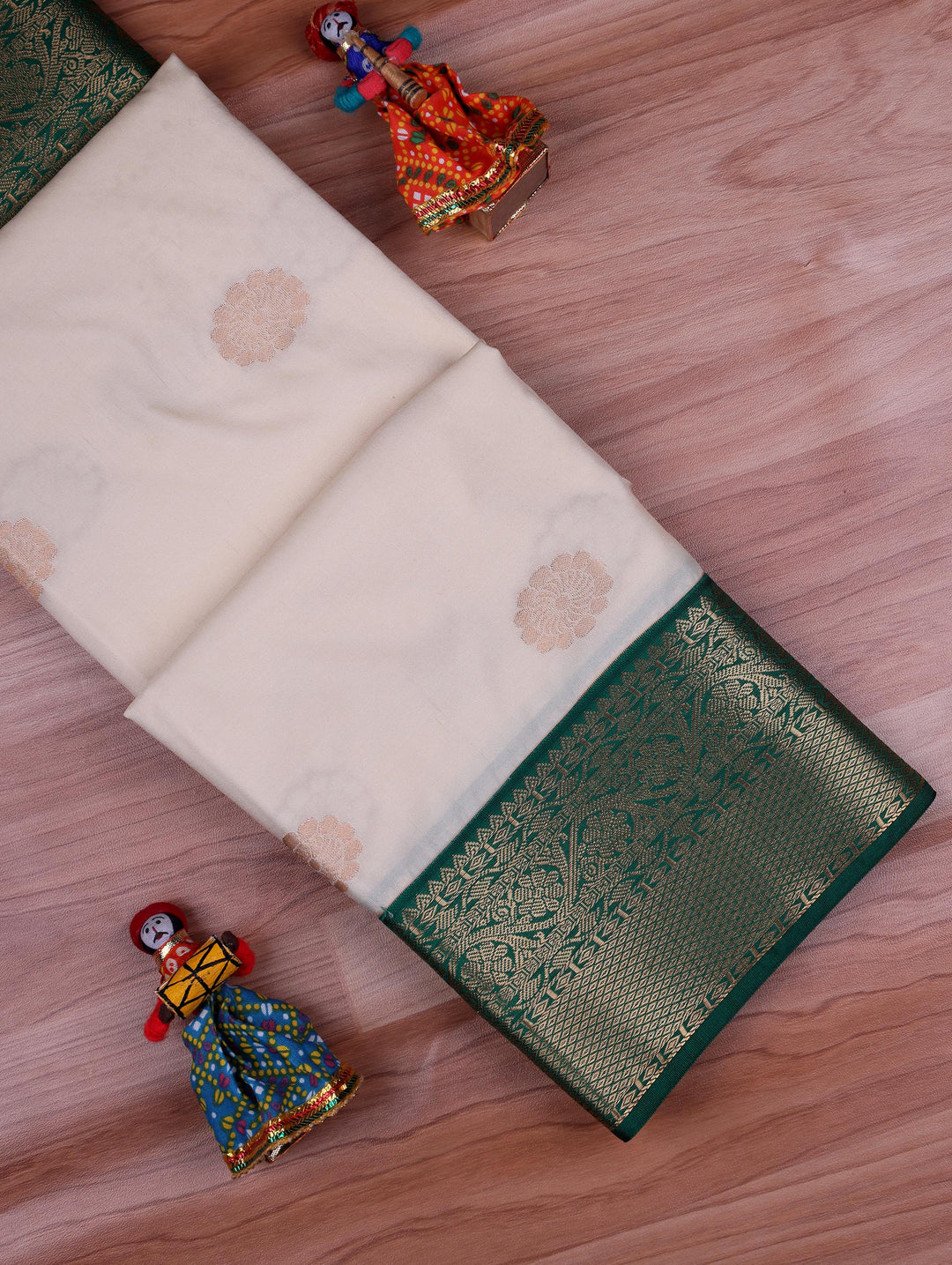 Karpagam — Cream Tana Art Silk Saree