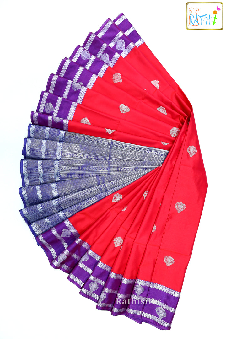 Radiant Red and Purple Art Silk Saree