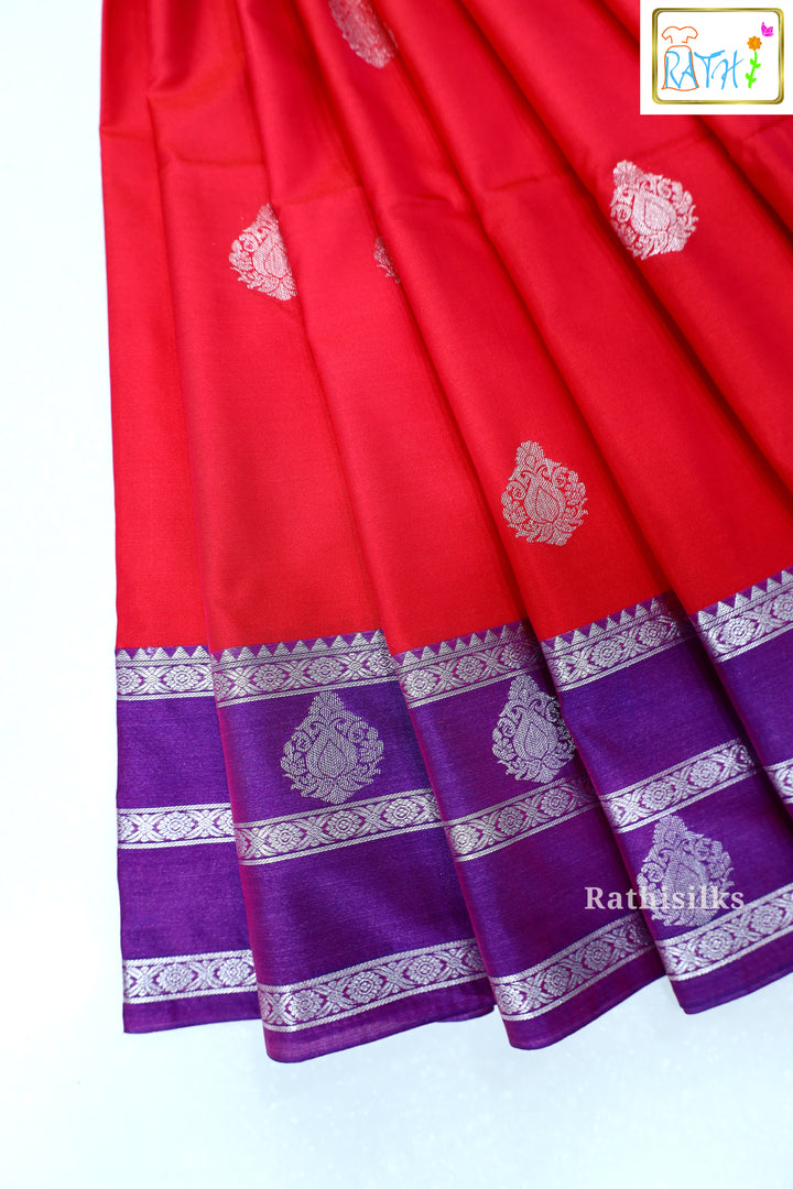 Radiant Red and Purple Art Silk Saree
