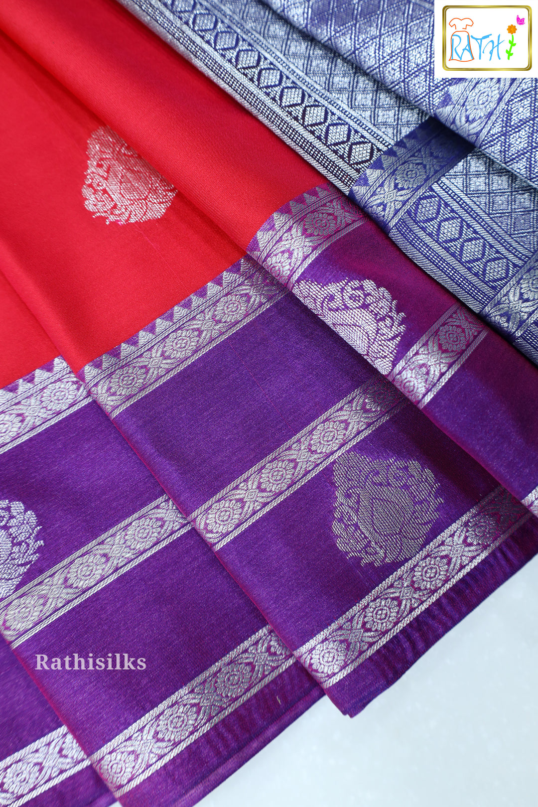 Radiant Red and Purple Art Silk Saree