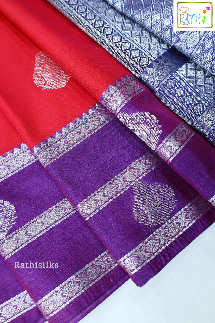 Radiant Red and Purple Art Silk Saree