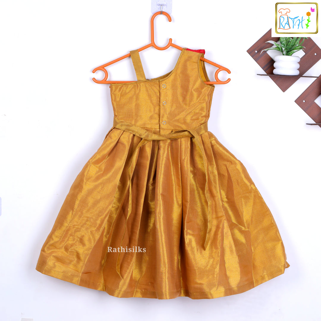 One-Shoulder Brocade & Art Silk Frock