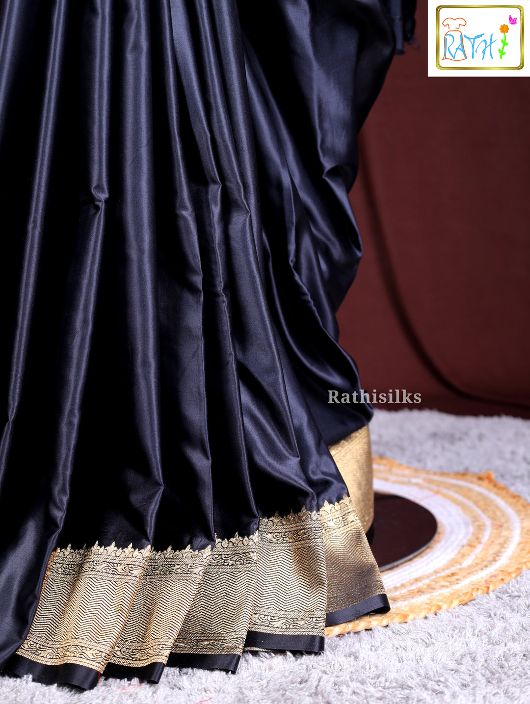 Black Synthetic Saree