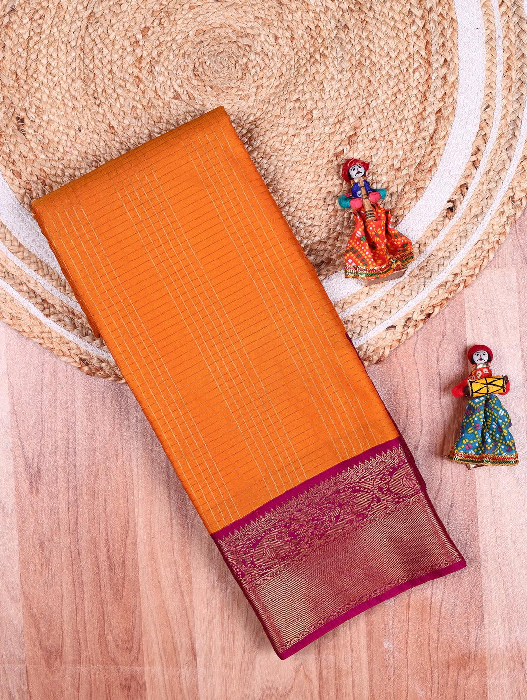 Hema — Mustard Tana Art Silk Saree