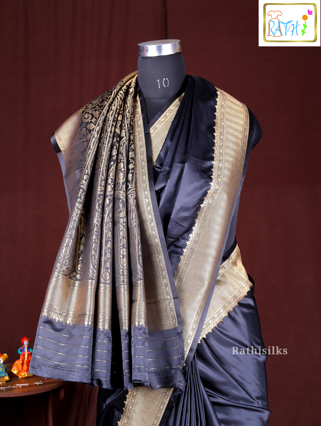 Black Synthetic Saree