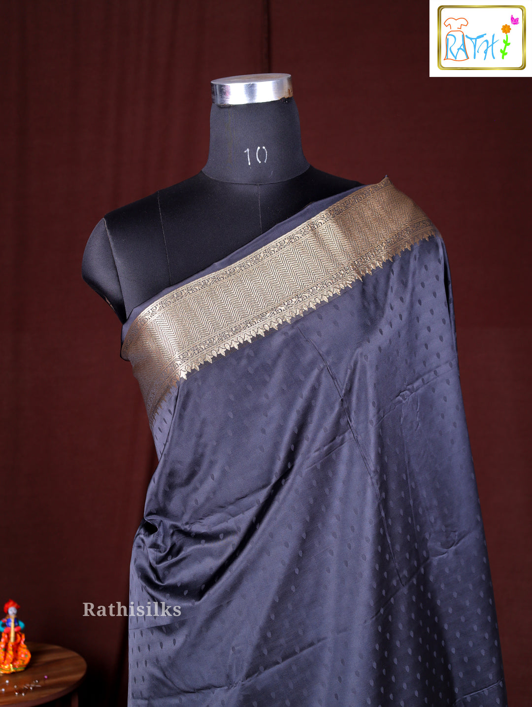 Black Synthetic Saree