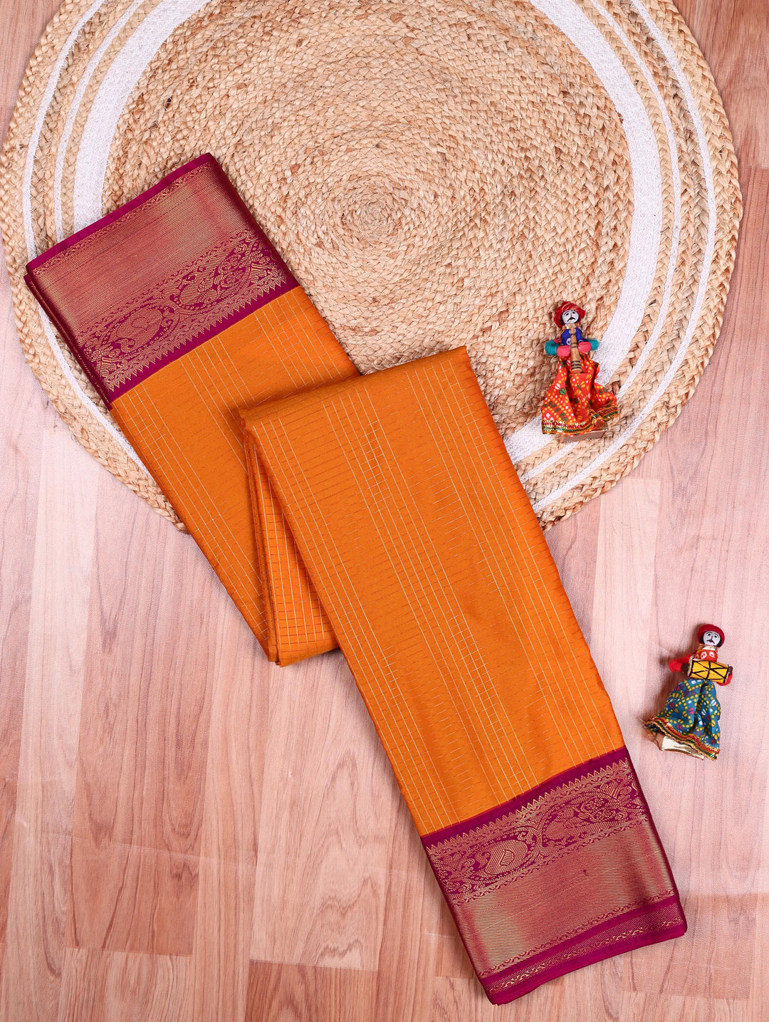 Hema — Mustard Tana Art Silk Saree