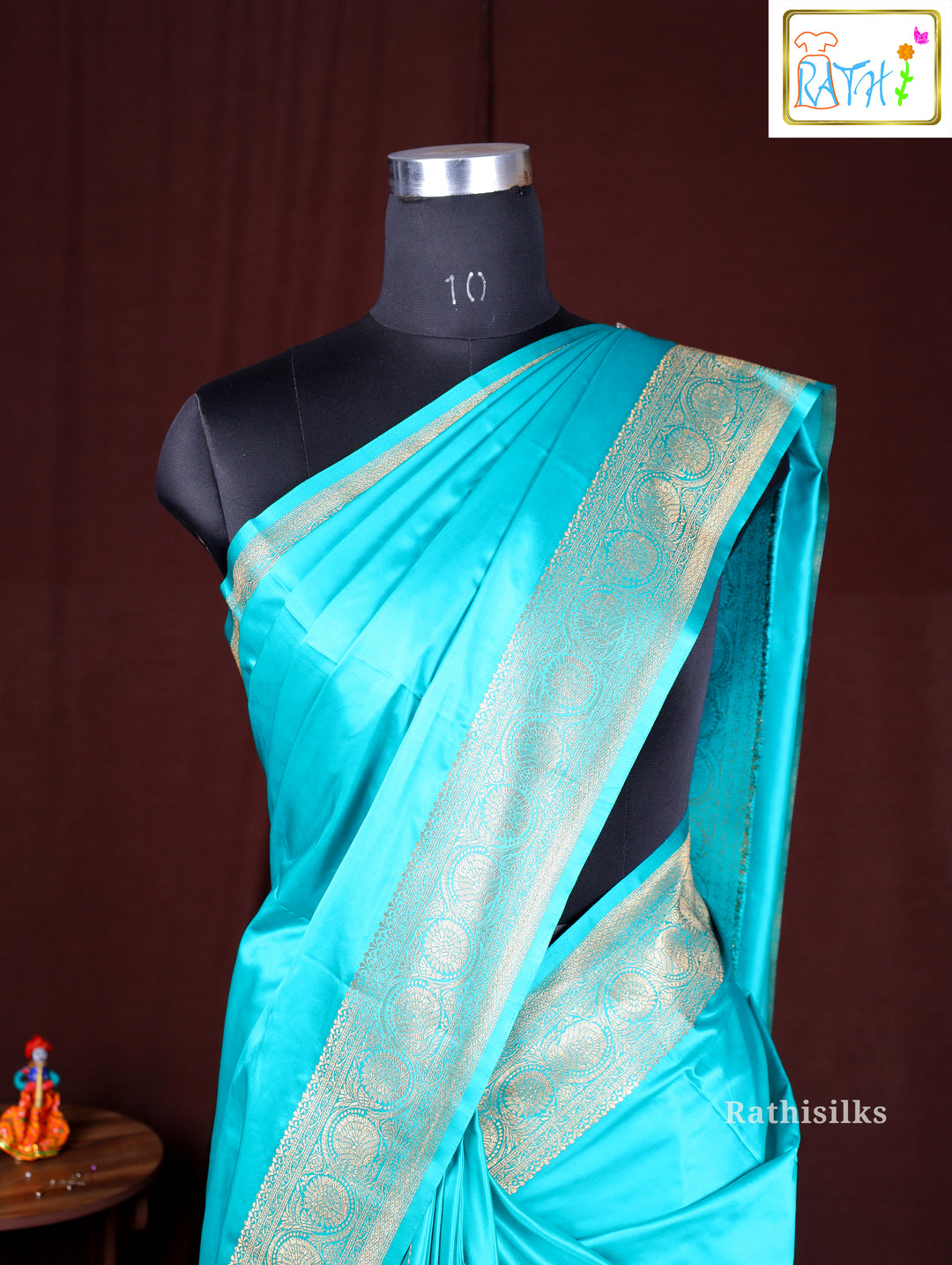 Elegant Turquoise Blue Synthetic Saree