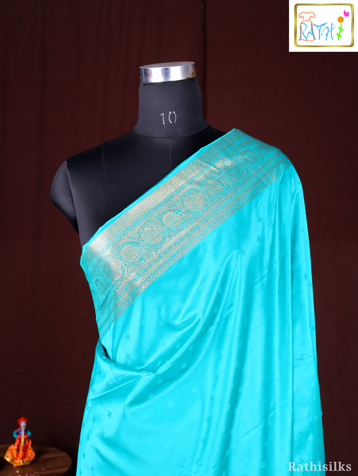 Elegant Turquoise Blue Synthetic Saree
