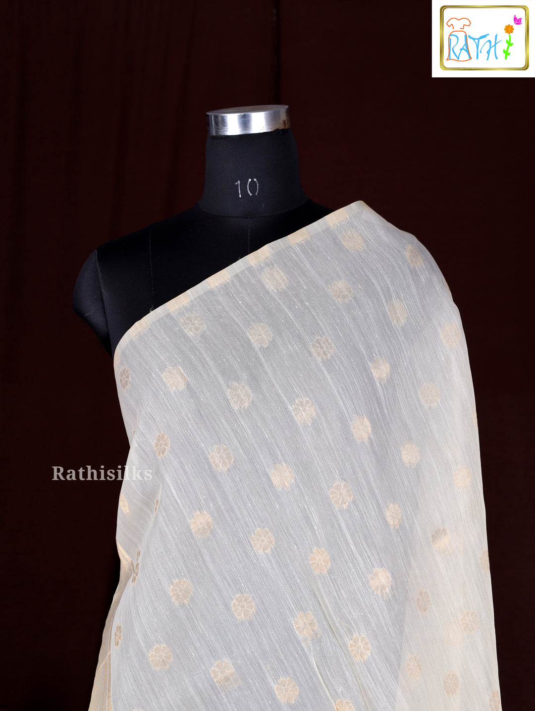 Elegant Cream Synthetic Cotton Saree