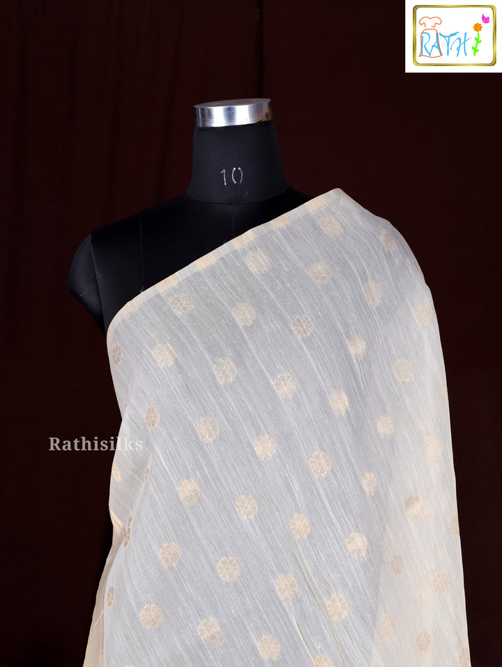 Elegant Cream Synthetic Cotton Saree