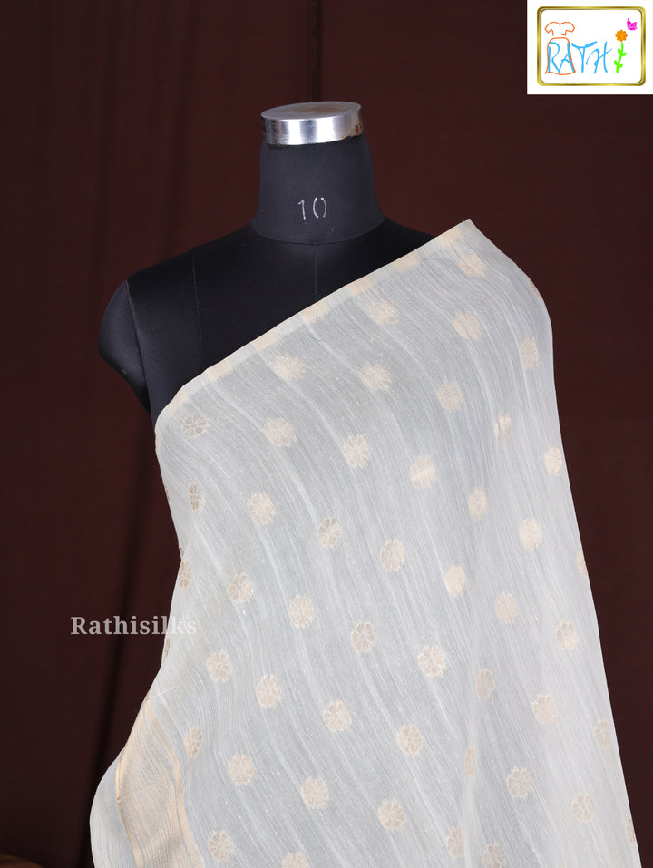 Elegant Cream Synthetic Cotton Saree