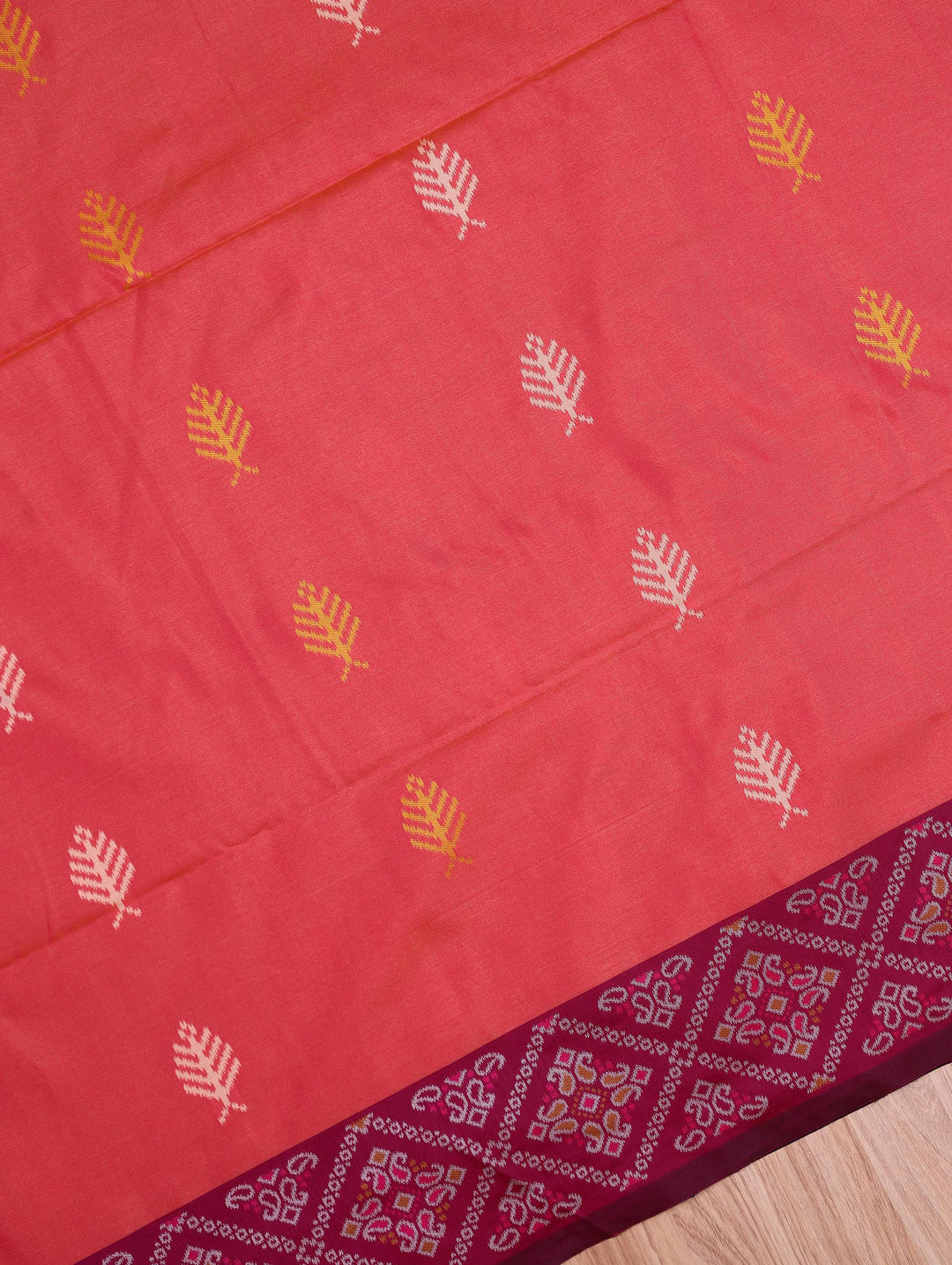 Usha — Peach Pink Tana Art Silk Saree