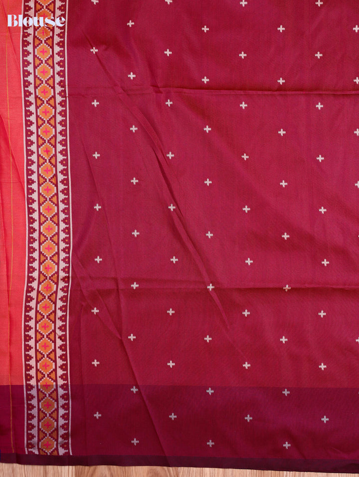 Usha — Peach Pink Tana Art Silk Saree