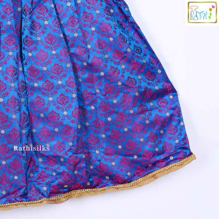 Elegant Blue & Gold Embroidered Frock