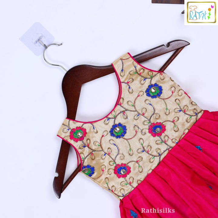 Elegant Embroidered Art Silk Frock