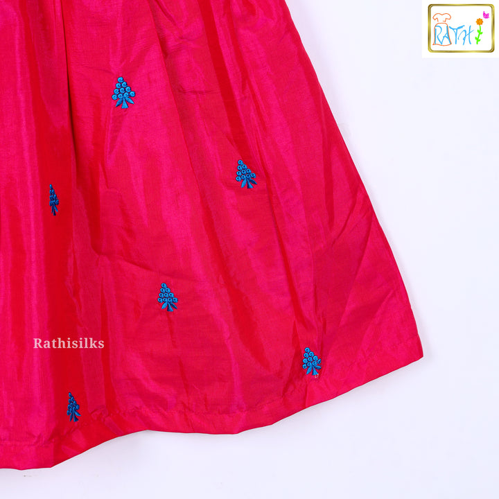 Elegant Embroidered Art Silk Frock
