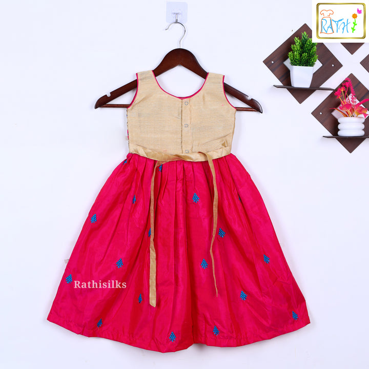 Elegant Embroidered Art Silk Frock