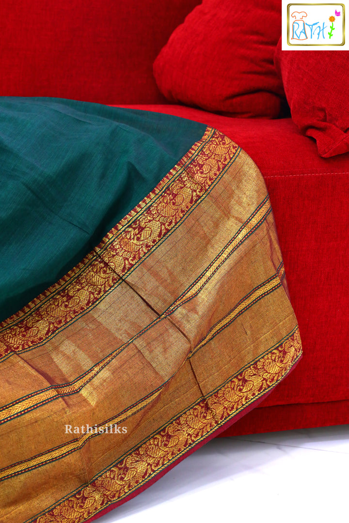 Teal Green Narayanapet Cotton Floor-Length Ethnic Gown