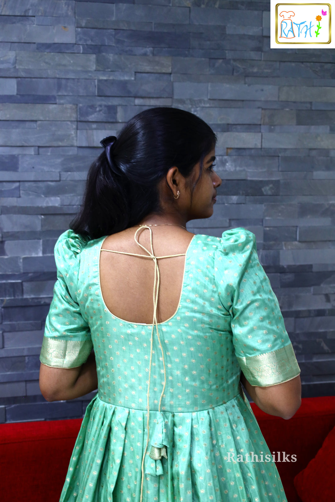 Mint Green Semi Tussar Ankle-Length Gown