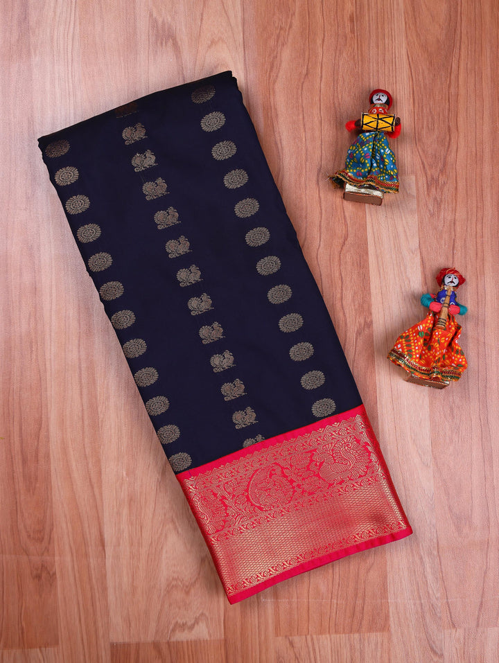 Poorani — Navy Blue Tana Art Silk Saree