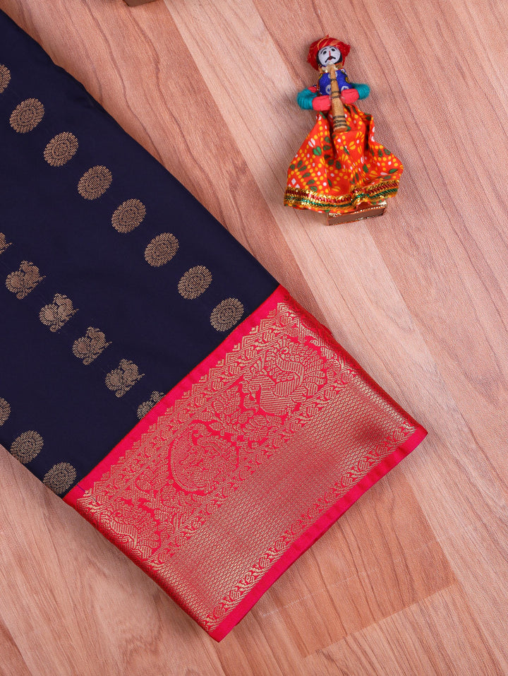 Poorani — Navy Blue Tana Art Silk Saree