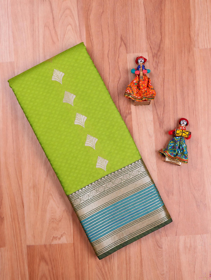 Nandana — Parrot Green Tana Art Silk Saree