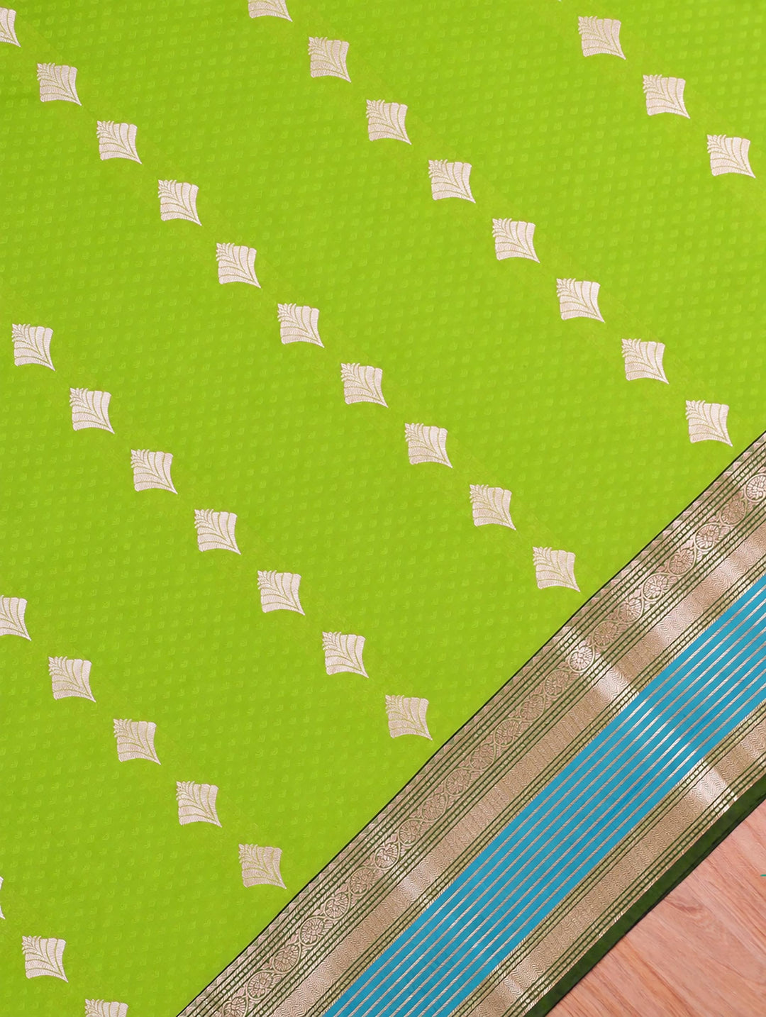 Nandana — Parrot Green Tana Art Silk Saree
