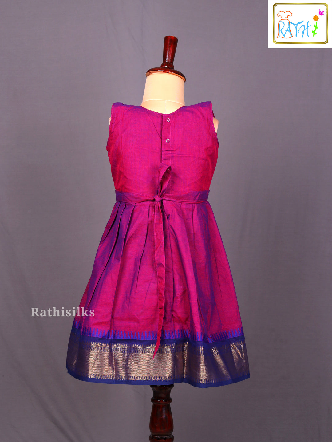 Elegant Purple & Blue Cotton Frock