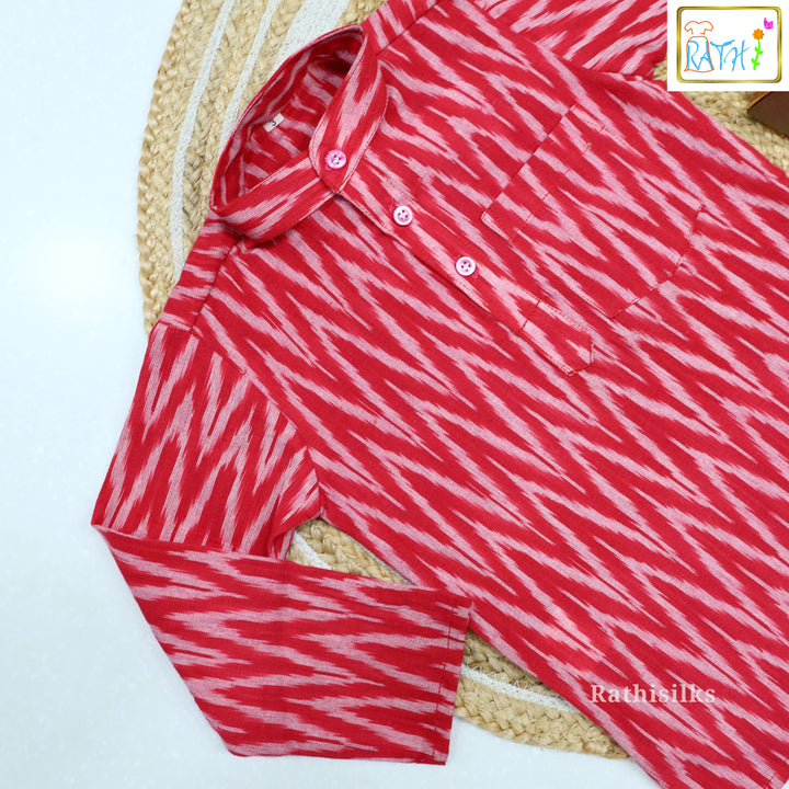 Boys Ikat Cotton Printed Kurta