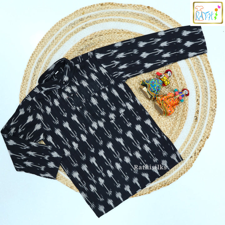 Boys Ikat Cotton Printed Kurta