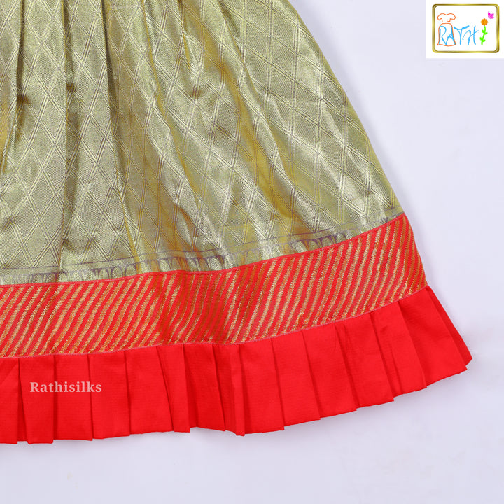 Traditional Red & Gold Art Silk Frock