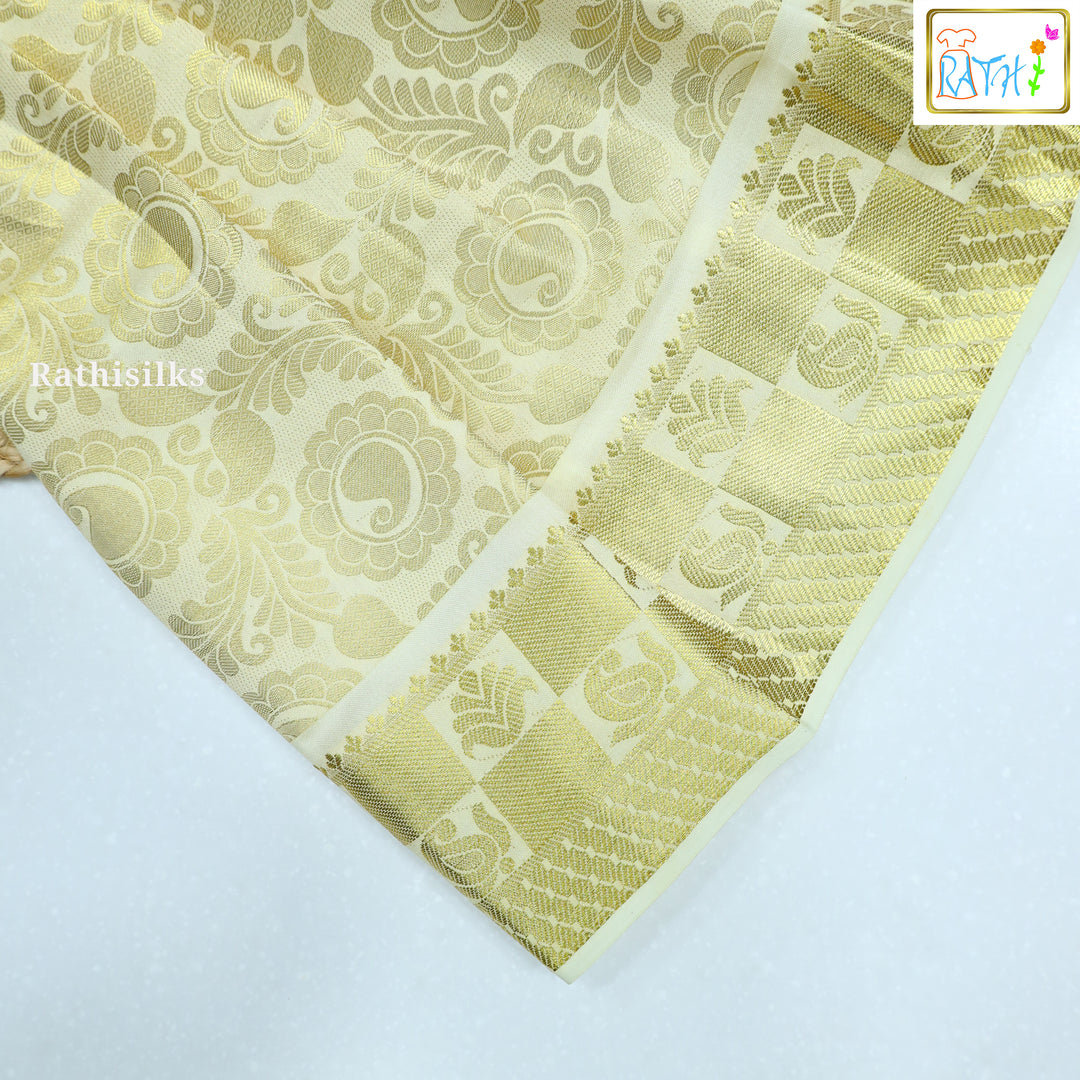 Green Peplum Style Brocade Art Silk Pavadai Set