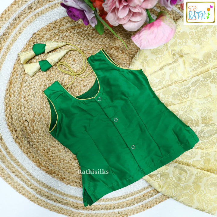 Green Peplum Style Brocade Art Silk Pavadai Set