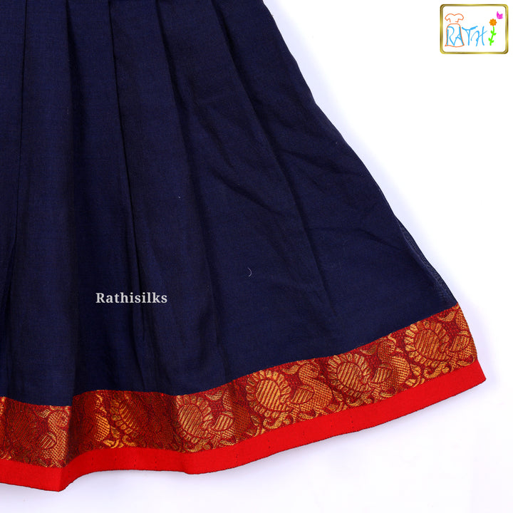 Red & Navy Brocade Border Frock