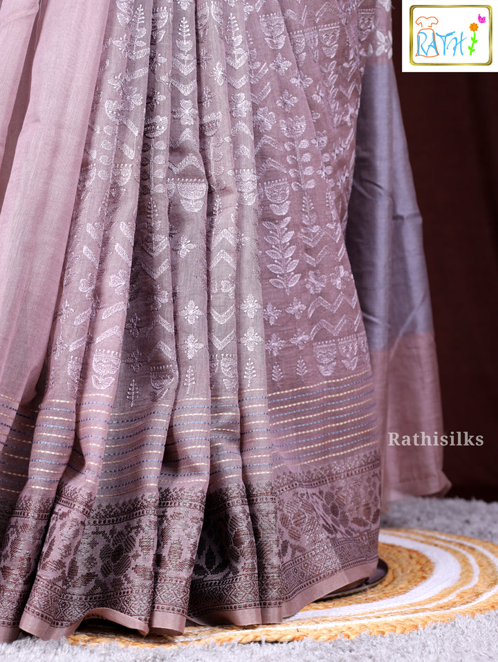 Elegant Mauve Synthetic Saree